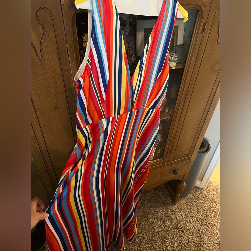 Beautiful silky bright colored backless maxi sundress.